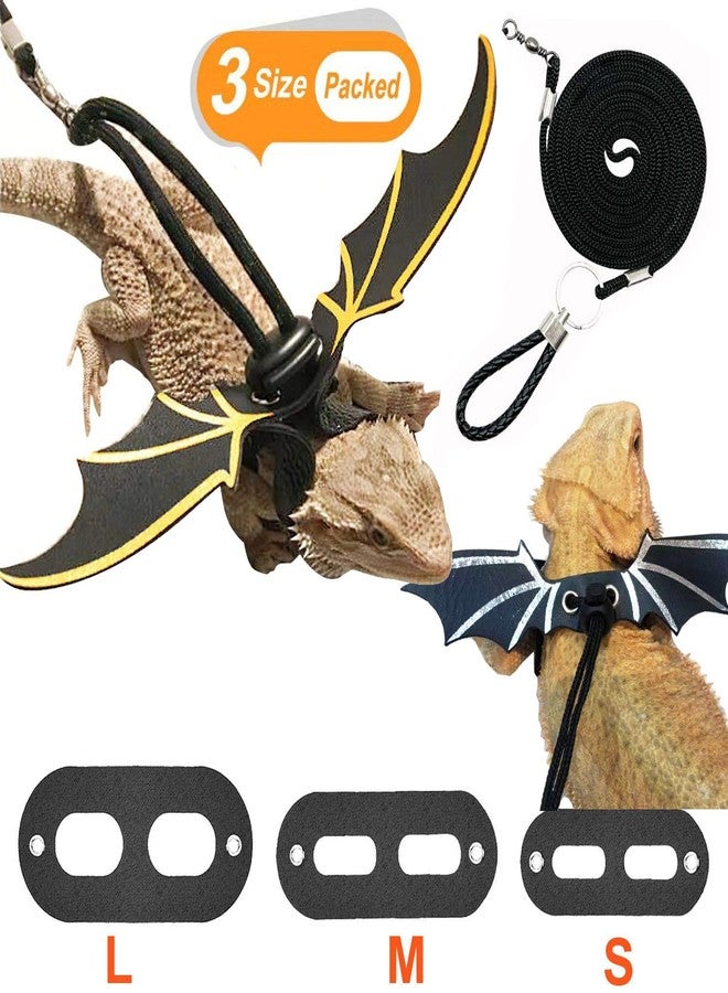 cyhaen 3 Size Pack Bearded Dragon Leash and Harness Set, Bearded Dragon Harness, Soft Leather Detachable Adjustable Reptile Lizard Leash Bearded Dragon (Golden) - Image 2